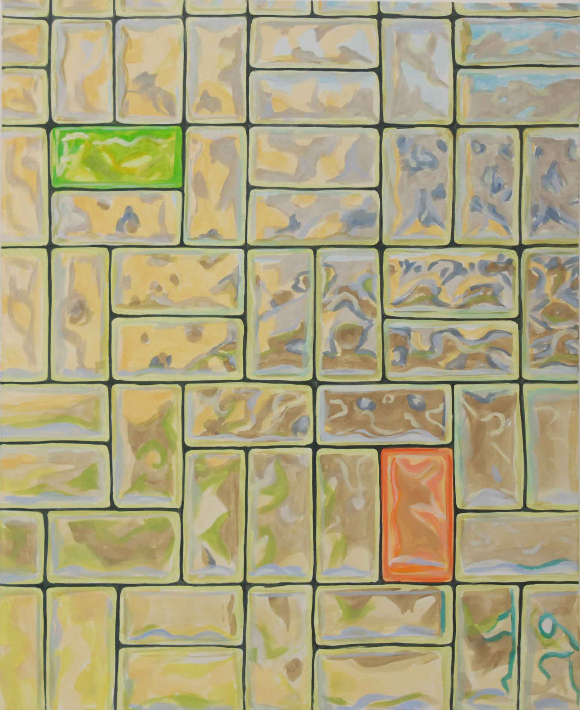 Glasbaustein IV 135 x 110 cm, 2011, Acryl auf Leinwand